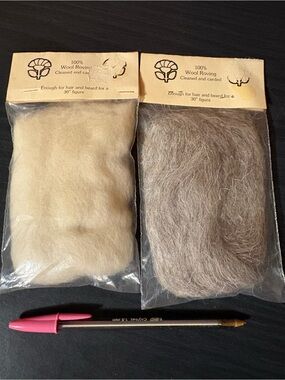 100% Wool Roving for felting or spinning Natural Cream & Light Brown